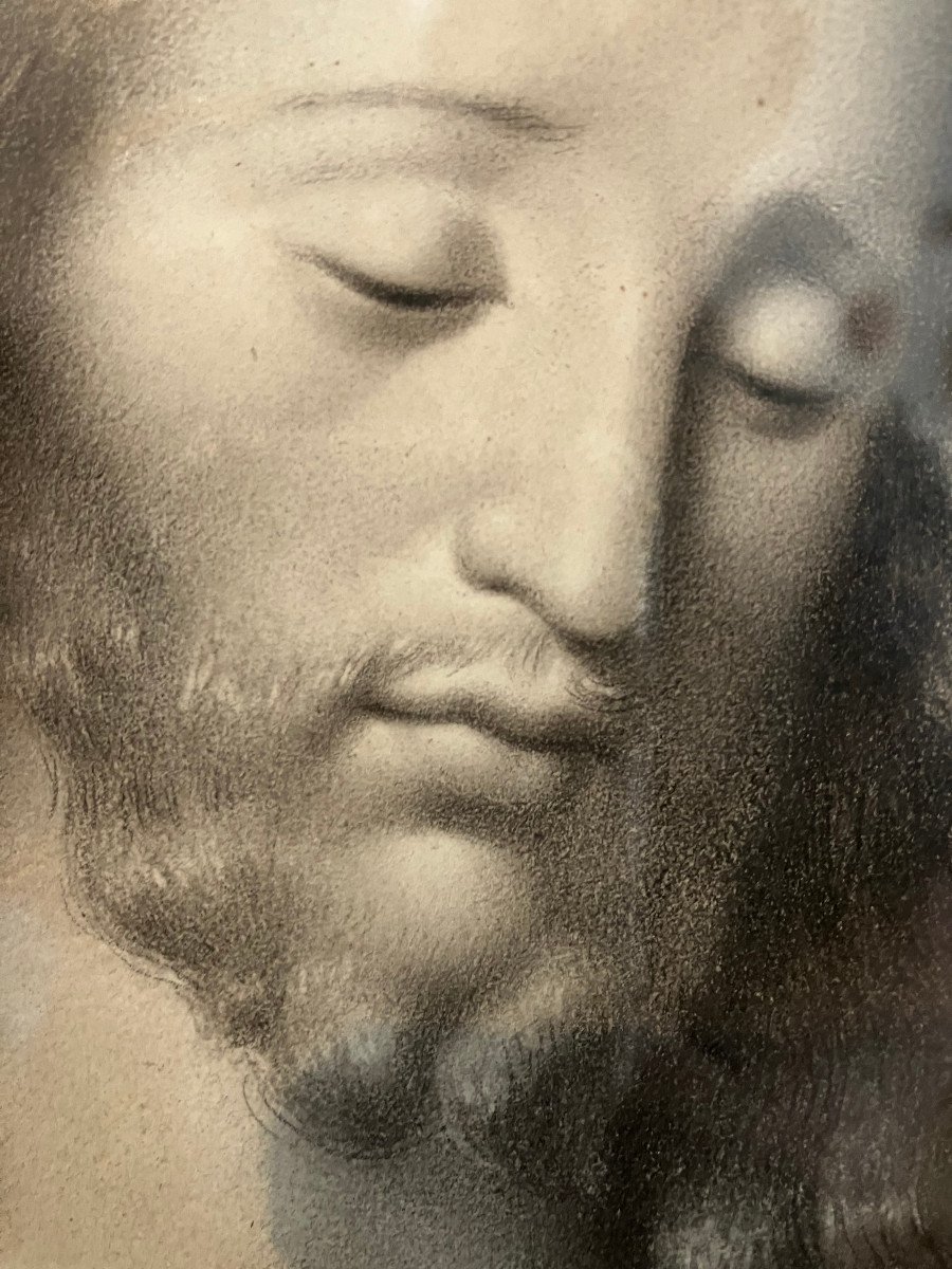 18th Century Drawing Salvator Mundi After Leonard De Vinci By ...monogram To Decipher-photo-3