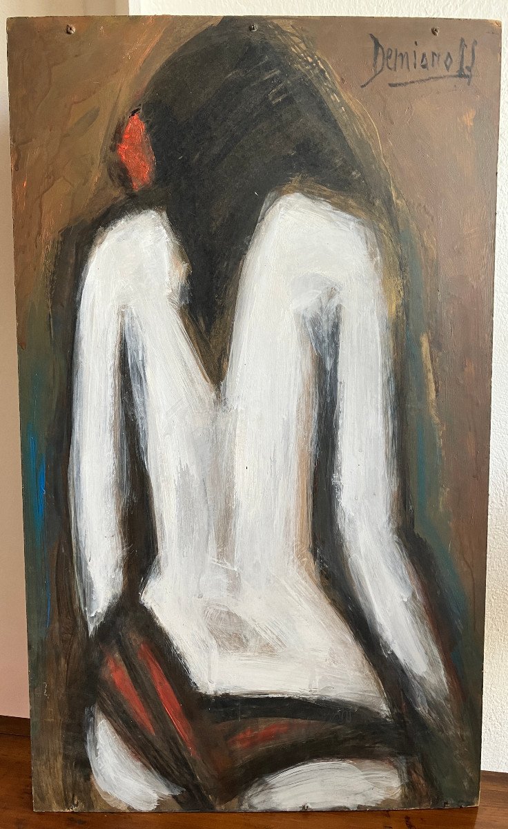 Pierre Demianoff - Naked Back - Oil On Hardboard