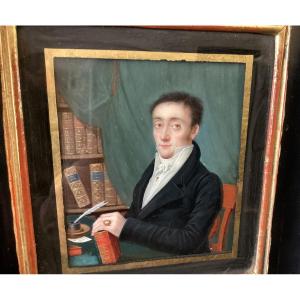 Thomas Baxter 1782-1821 Miniature Sur Ivoire - Portrait Du Comte De Montmorency 1818