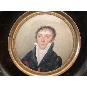 Miniature On Ivory - Portrait Of A Man, Late 18th Century Early 19th Century - 1800