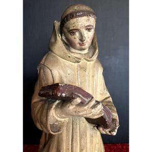 Sculpture de Saint Antoine de Padoue - Bois sculpté - Début XIXe