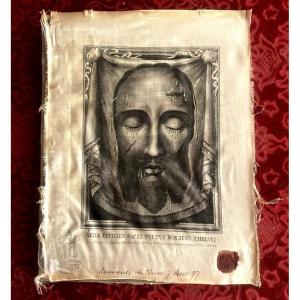 Relique sainte face du Christ voile de Véronique 1849 - Cachet Vatican 1897