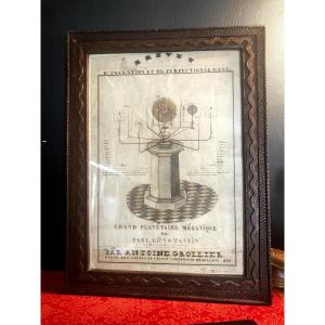 Large Mechanical Planetary Model By L. Constantin—1839 Engraving—patent—