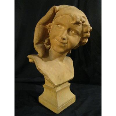 The Playful - Terracotta End Of The 19th Century By Désiré Duwaerts