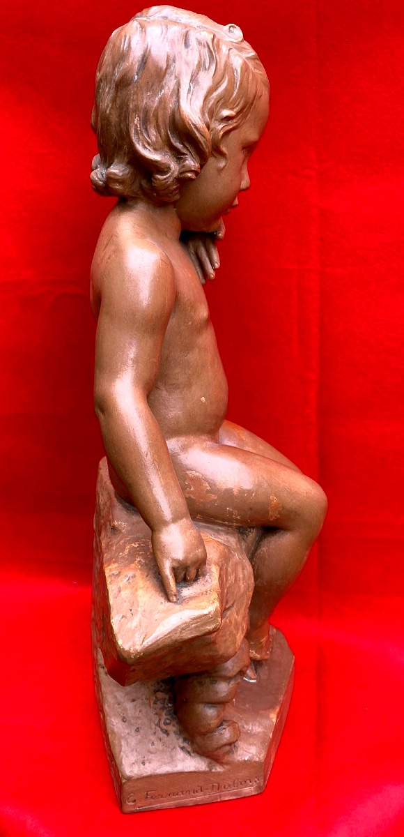Sculpture en terre cuite signée Emile -Fernand Dubois-photo-2