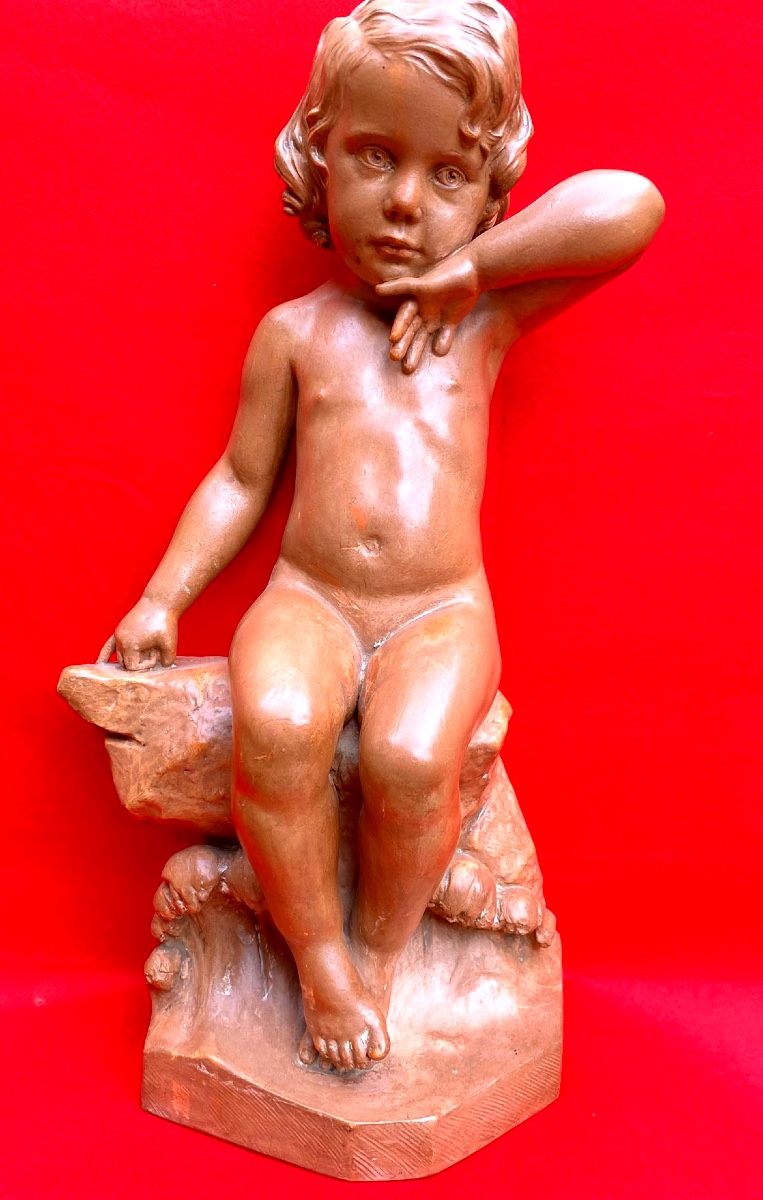 Sculpture en terre cuite signée Emile -Fernand Dubois