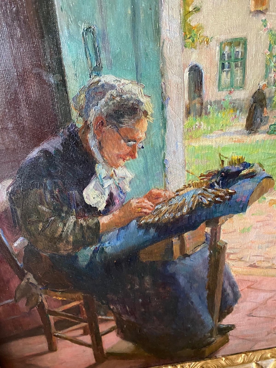 Tableau « dentellière à Bruges » de Suzanne Hurel-photo-2