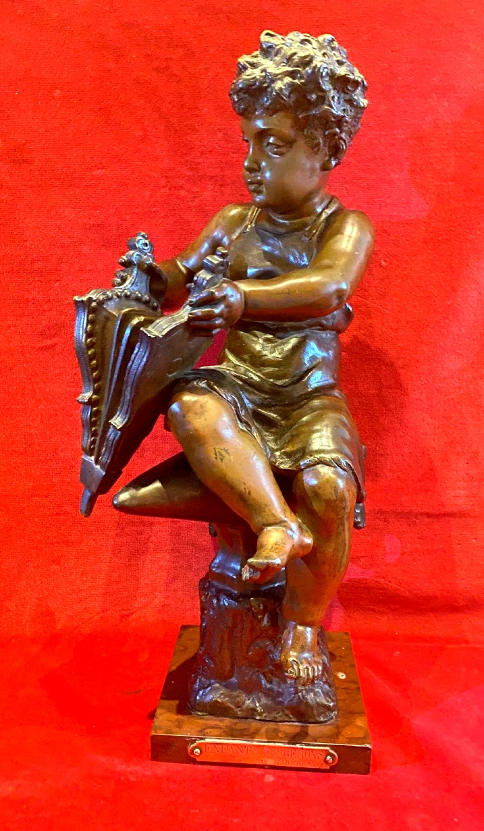 Bronze “child Blacksmiths” By Cyprian Godebski