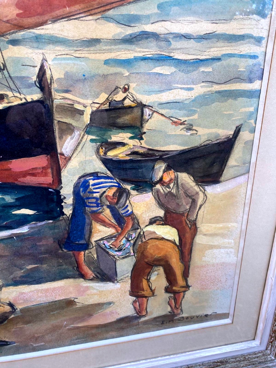 Aquarelle signée EM Bouvier -photo-2