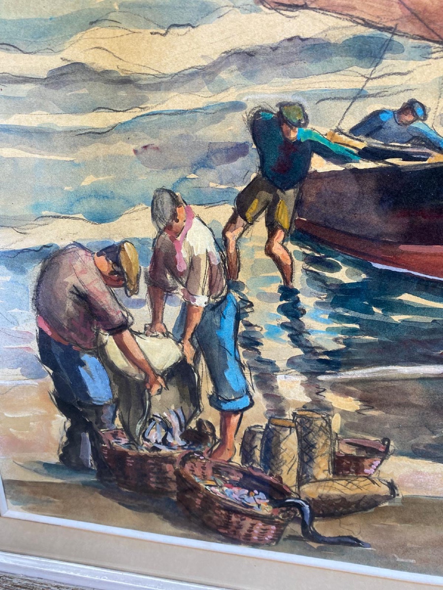 Aquarelle signée EM Bouvier -photo-4