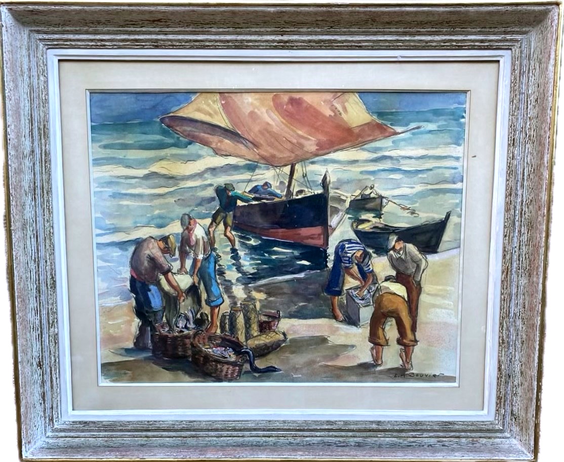 Aquarelle signée EM Bouvier 