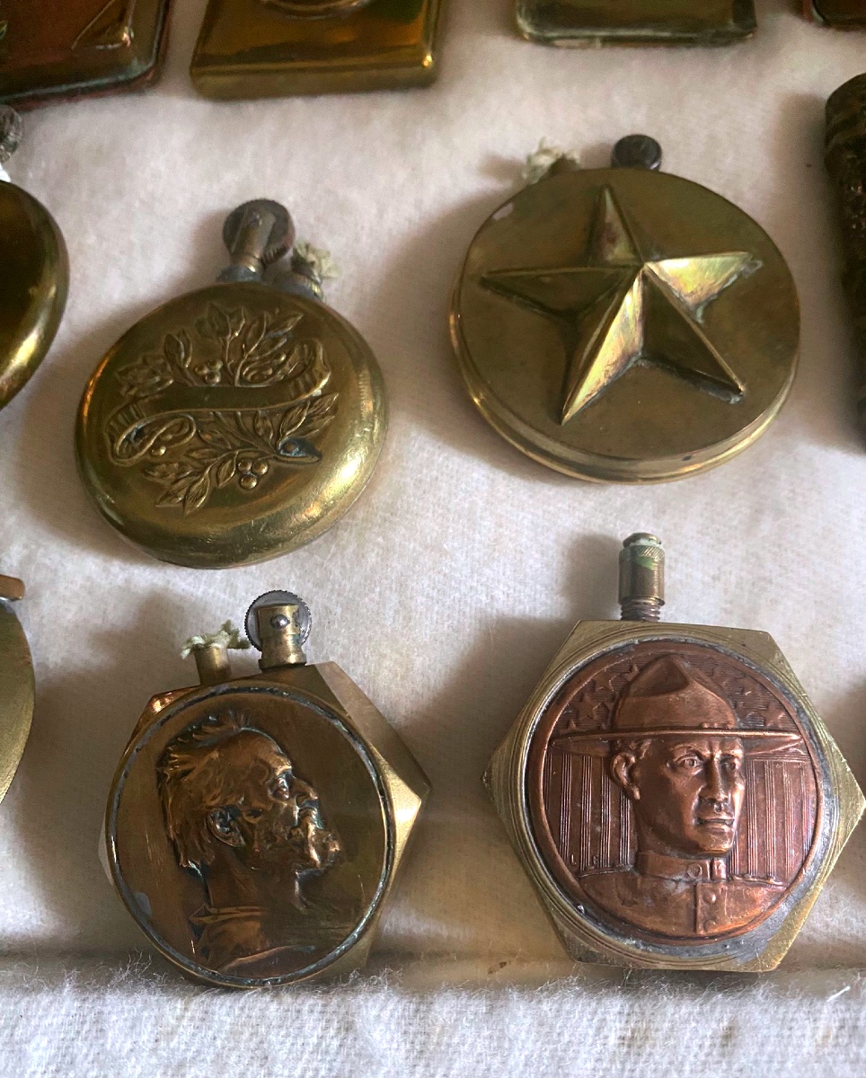 Bronze And Brass Trench Lighter Poilu Soldier-photo-2