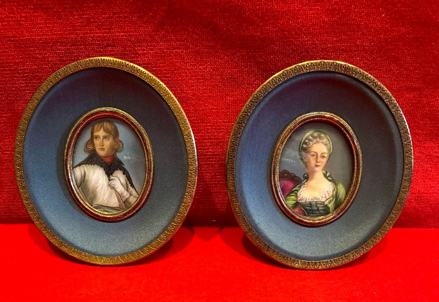Pair Of Miniatures On Ivory Signed Sema