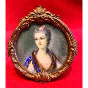 Miniature sur ivoire 19eme 