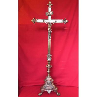 Large Altar Cross Fleur De Lys