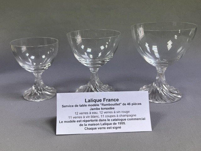 "lalique Service Of Glasses "rambouillet Model" 46 Glasses-photo-2