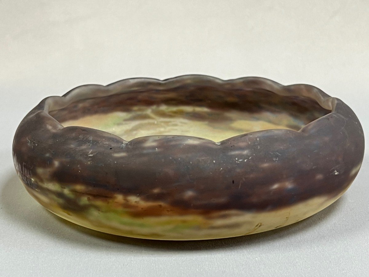 Muller Freres Luneville Cup, Glass Paste Trinket Bowl Signed-photo-2
