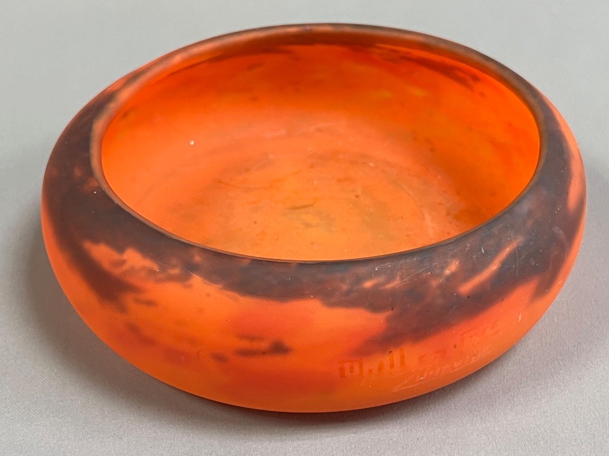 Muller Freres Luneville Coupe vide-poche En Pâte De Verre Signé-photo-5