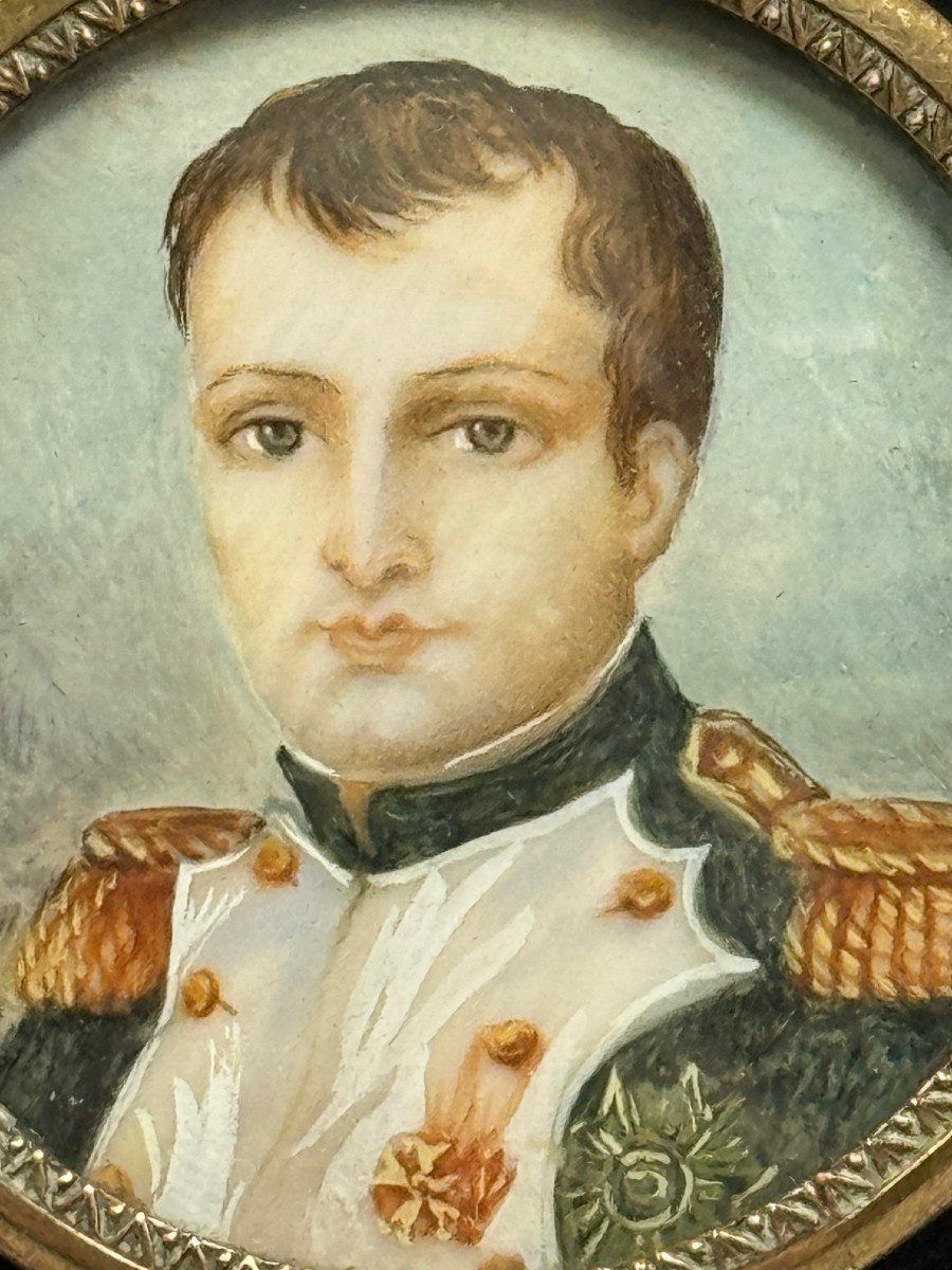 19th Century Miniature On Ivory Of Napoleon With Signature Of Salyat-photo-3