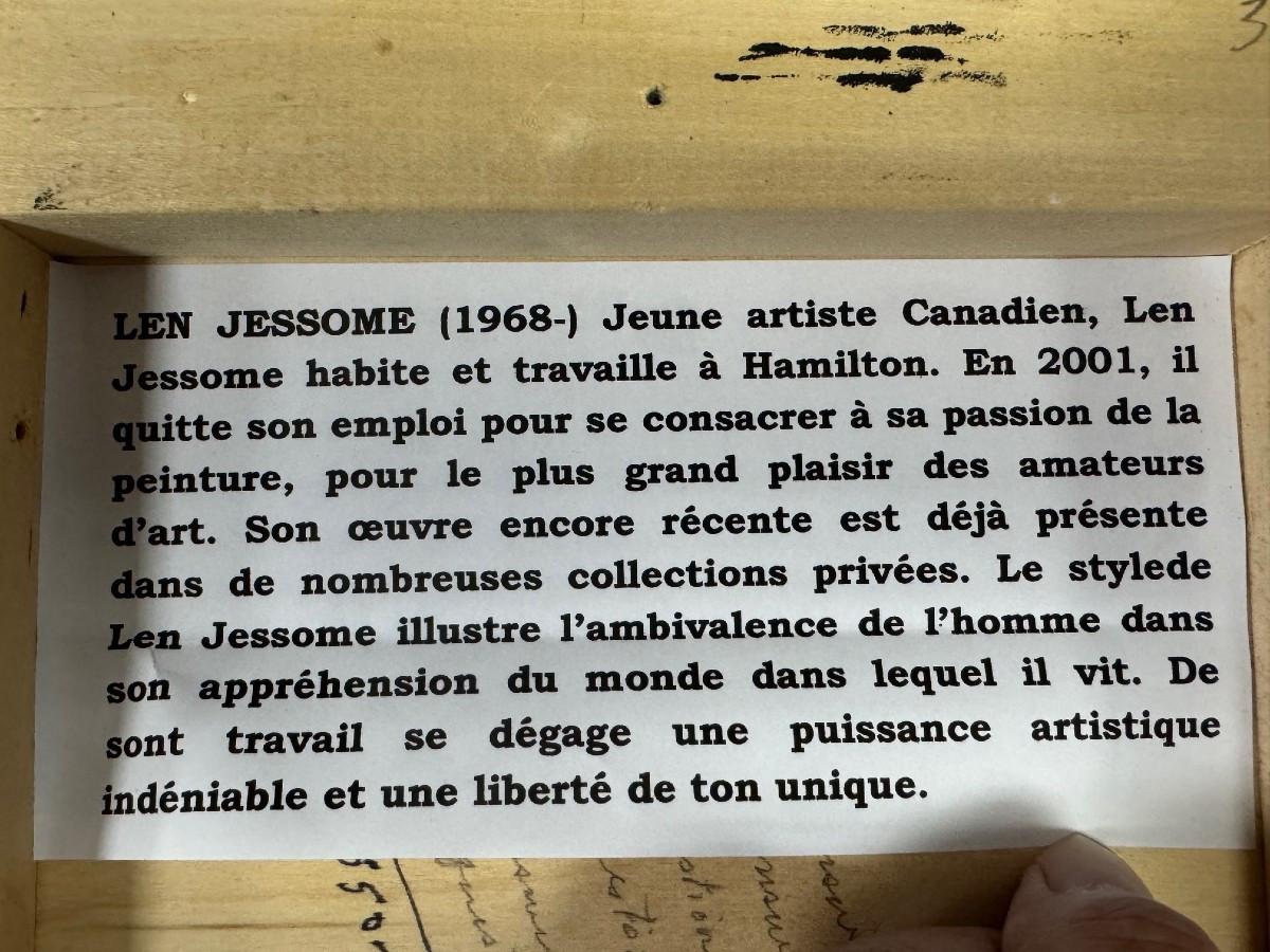 JESSOMME Len : TABLEAU de Len JESSOMME (1968-)Jeune Artiste Canadien (Hamilton)-photo-5