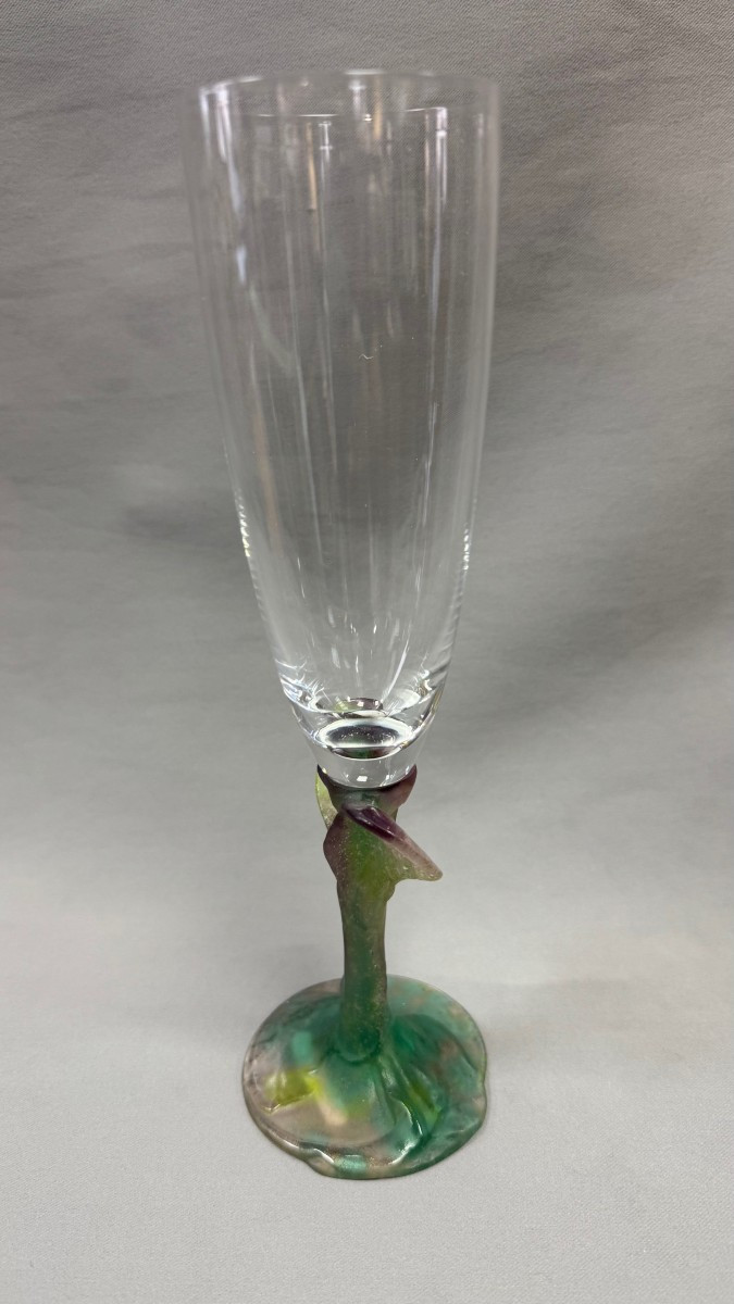 Daum: Champagne Flute From Daum In Nancy With Its Box-photo-2