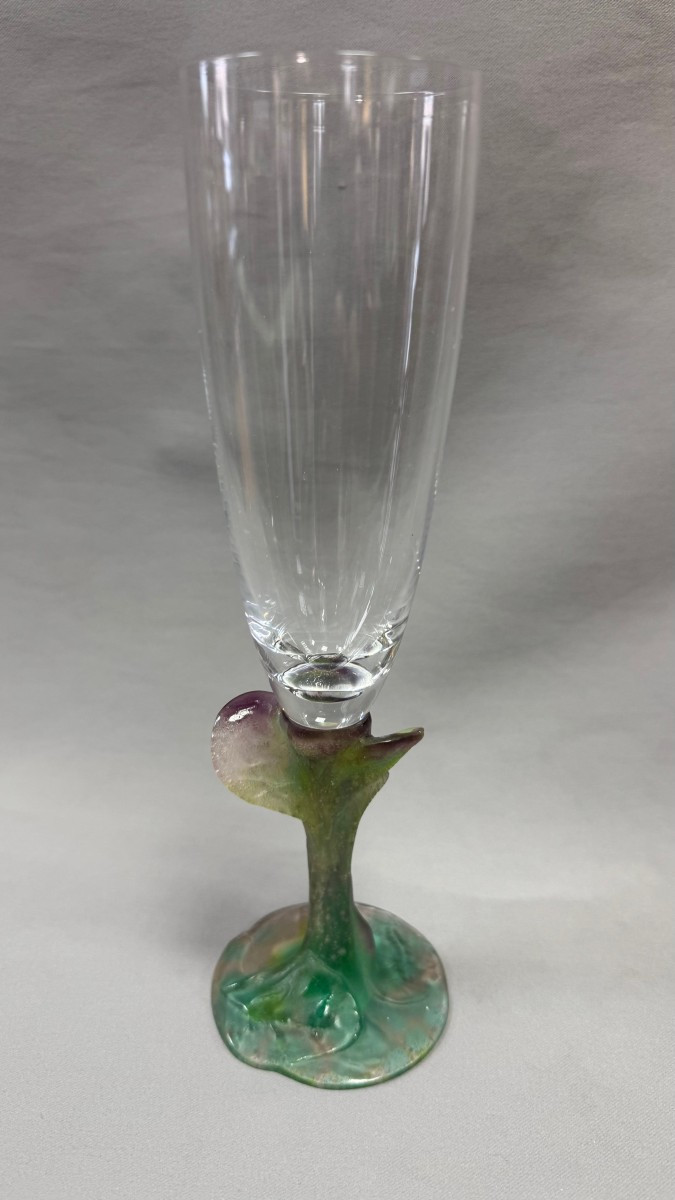 Daum: Champagne Flute From Daum In Nancy With Its Box-photo-2