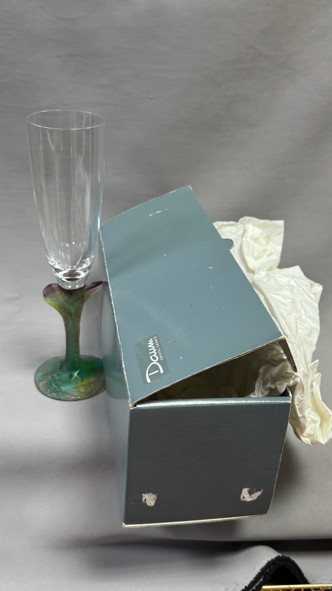 Daum: Champagne Flute From Daum In Nancy With Its Box-photo-5