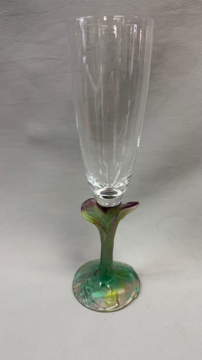 Daum: Champagne Flute From Daum In Nancy With Its Box