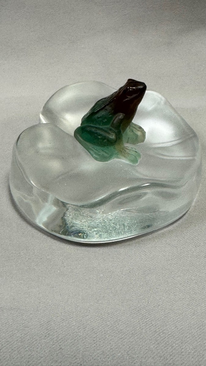 Daum: Frog On A Transparent Sheet, From The Daum House In Nancy With Its Box