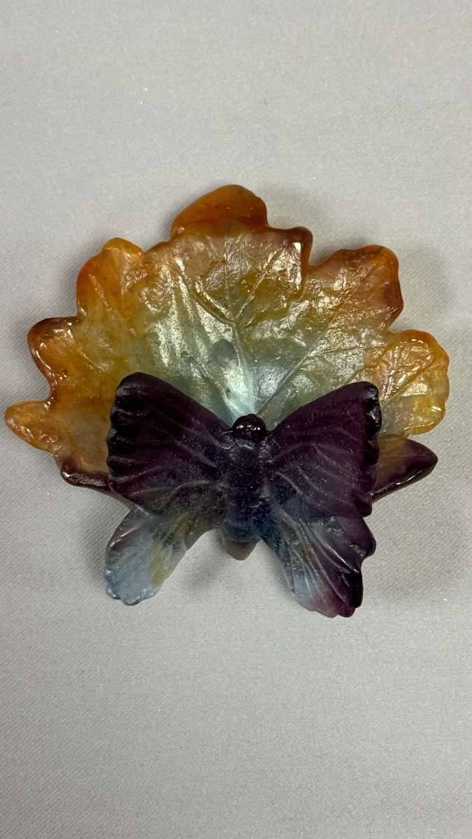 Daum: Papillon Pocket Emptier From Daum In Nancy With Its Box-photo-1