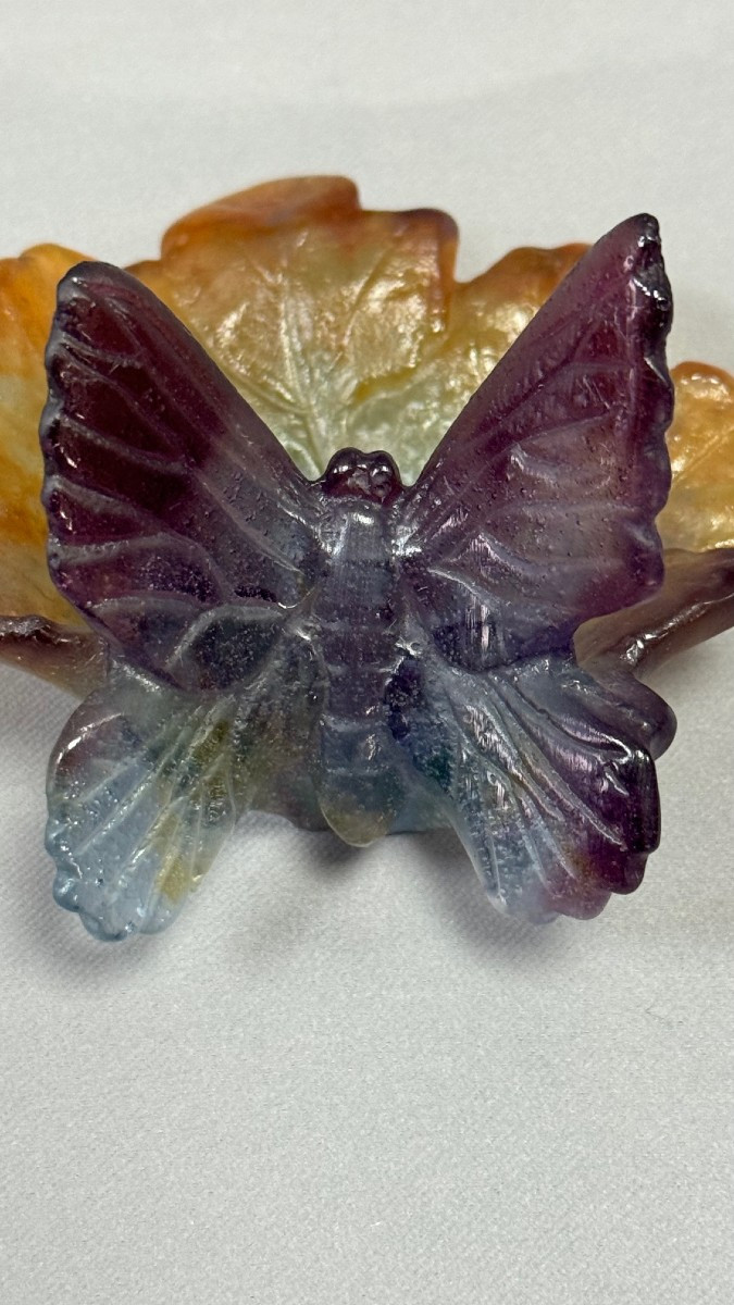 Daum: Papillon Pocket Emptier From Daum In Nancy With Its Box-photo-2