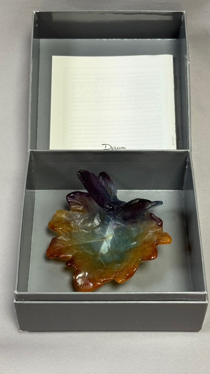 Daum: Papillon Pocket Emptier From Daum In Nancy With Its Box-photo-4
