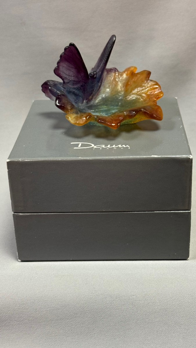 Daum: Papillon Pocket Emptier From Daum In Nancy With Its Box-photo-5