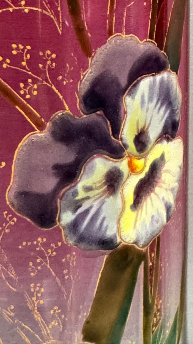 Legras: Pair Of Legras Enameled Vases, Lamartine Model Reference 18 Page 186 (1st Catalog) -photo-4