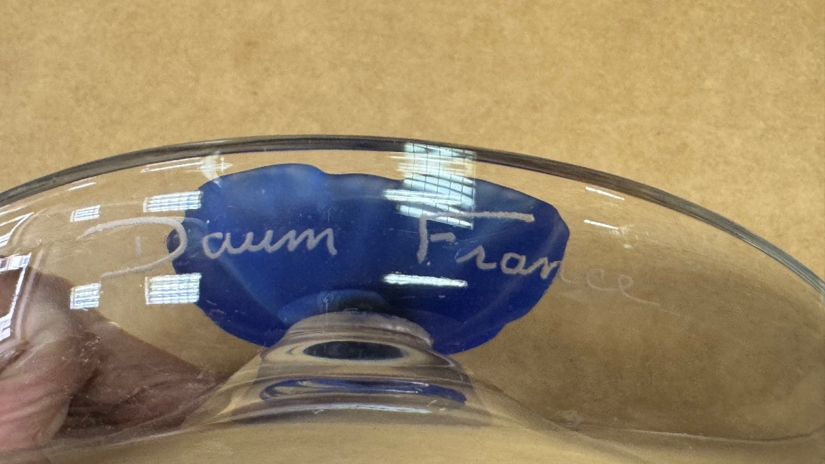 Daum: Large Empty Pocket With Blue Flower From Maison Daum Nancy In Its Box-photo-3