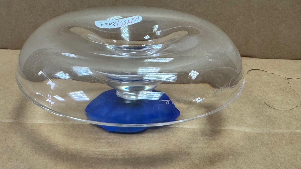 Daum: Large Empty Pocket With Blue Flower From Maison Daum Nancy In Its Box-photo-4