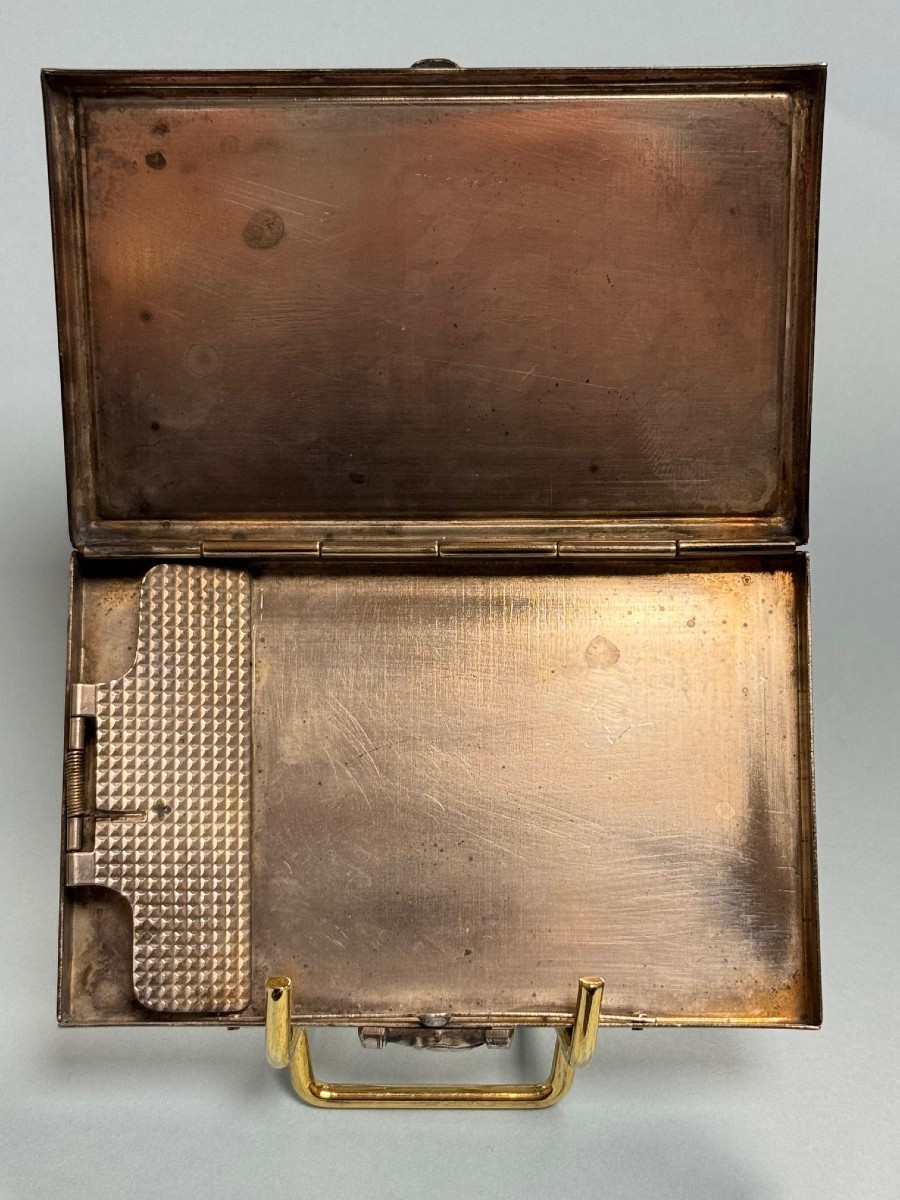 FRANC-MACONNERIE : BOITE A CIGARETTE EN METAL ARGENTE-photo-2