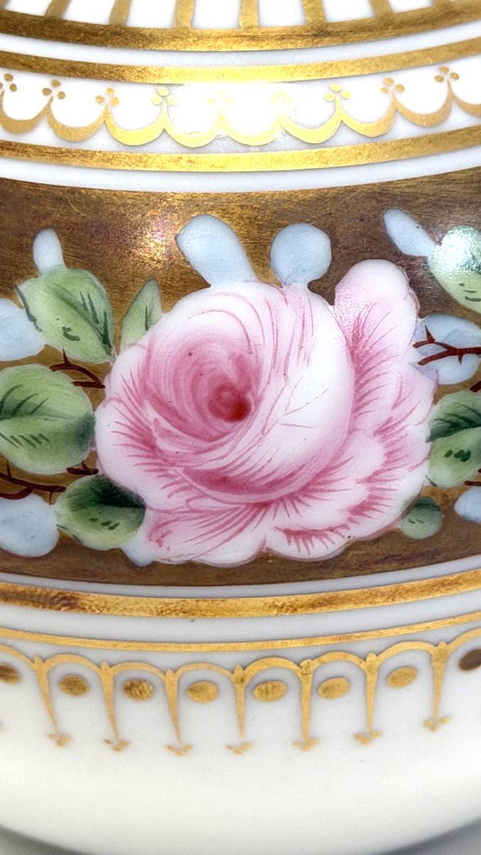 ROVINA EPINAL, VASE BOULE EN PORCELAINE,  MODELE ROSES IMPERIALES-photo-4
