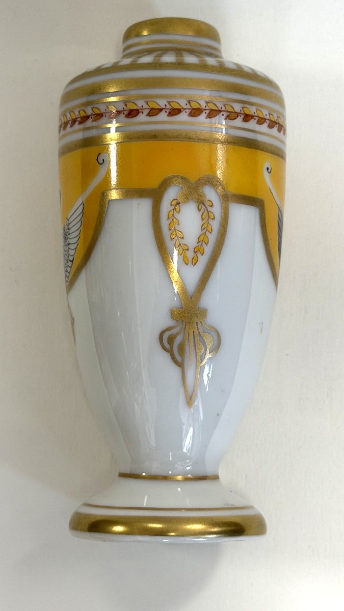 Rovina Epinal, Porcelain Vase, Empire Style On A Yellow Background (the Yellow Is Quite Rare)-photo-2