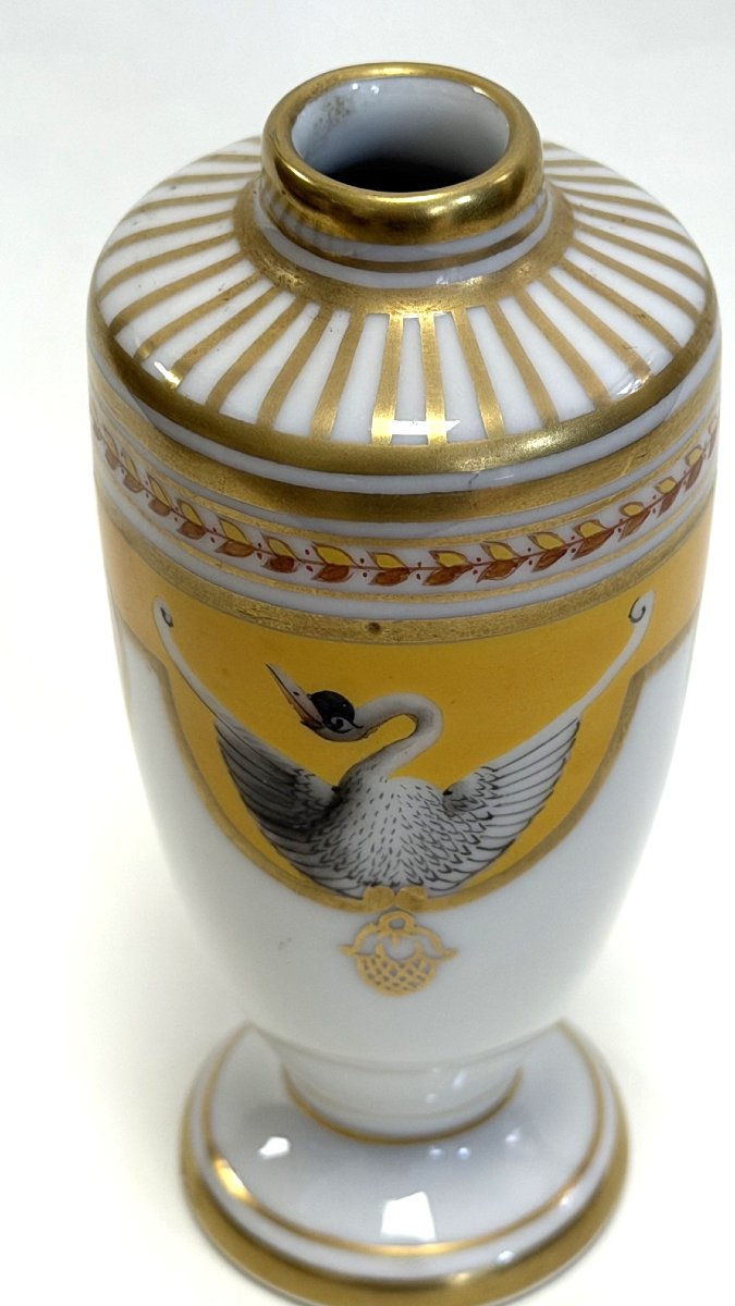 Rovina Epinal, Porcelain Vase, Empire Style On A Yellow Background (the Yellow Is Quite Rare)-photo-4