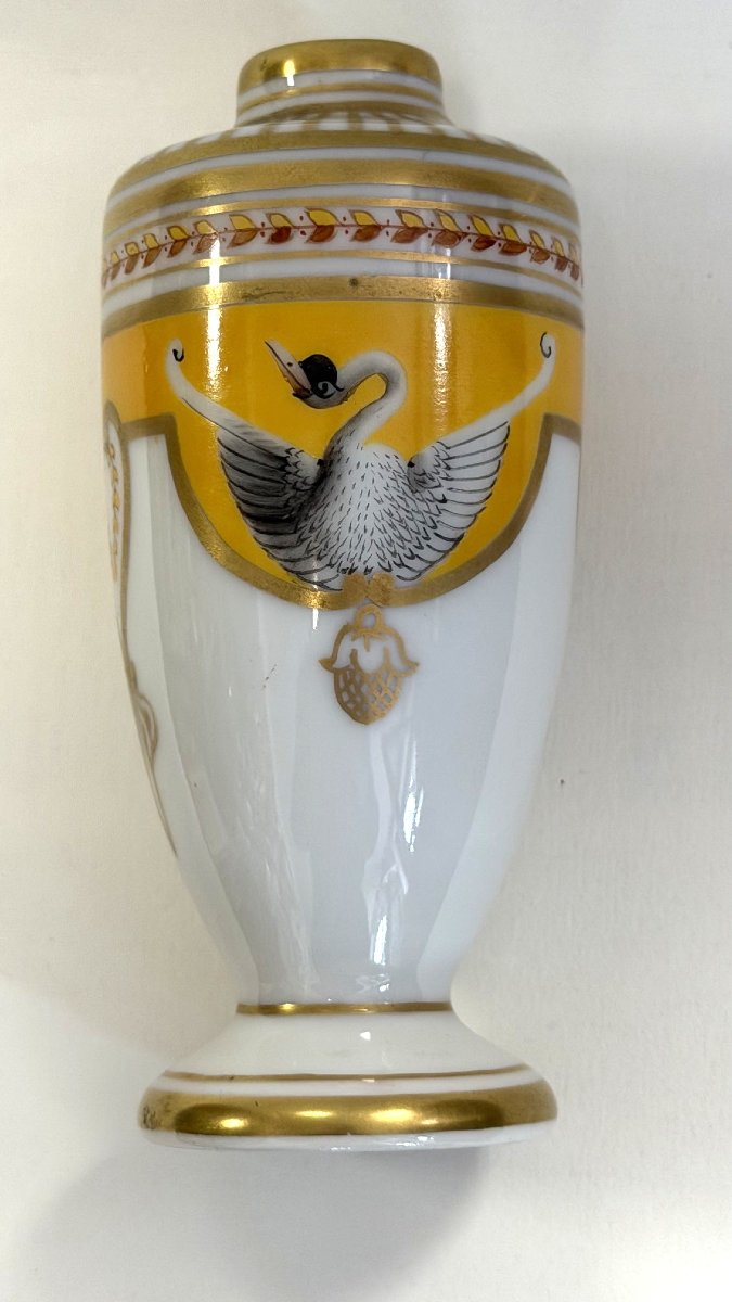 Rovina Epinal, Porcelain Vase, Empire Style On A Yellow Background (the Yellow Is Quite Rare)