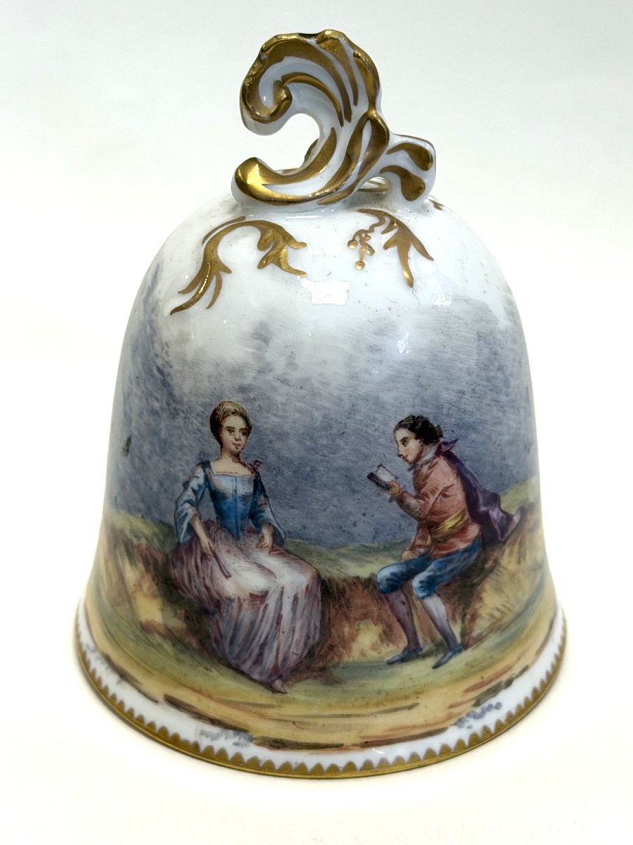 Rovina Epinal, Porcelain Table Bell With Lovebirds Motif 