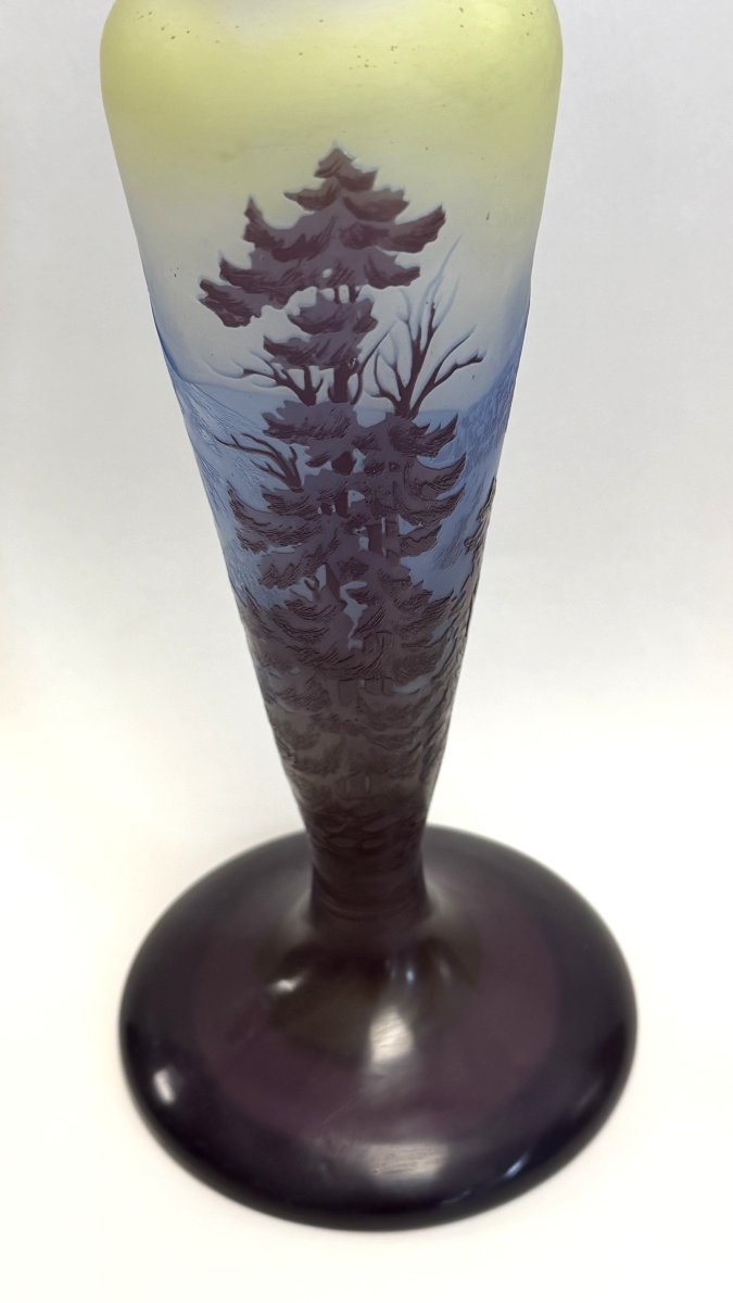  Wald: Lamp Base  Acid-etched Decor Featuring A Lake Landscape And Mountain Fir Trees-photo-2