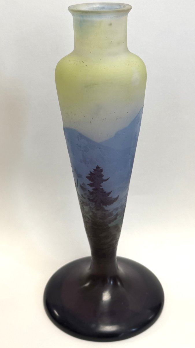  Wald: Lamp Base  Acid-etched Decor Featuring A Lake Landscape And Mountain Fir Trees-photo-1