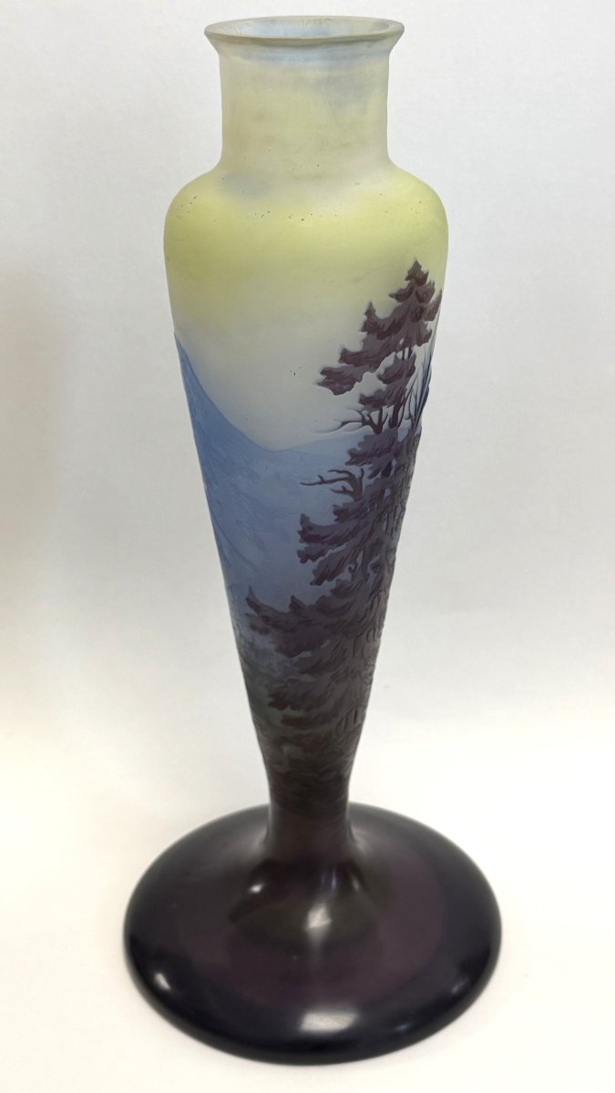  Wald: Lamp Base  Acid-etched Decor Featuring A Lake Landscape And Mountain Fir Trees-photo-2
