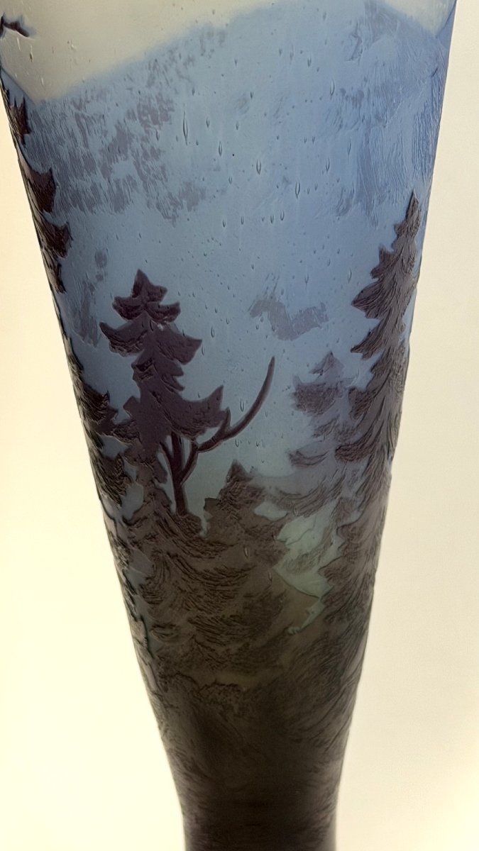  Wald: Lamp Base  Acid-etched Decor Featuring A Lake Landscape And Mountain Fir Trees-photo-3