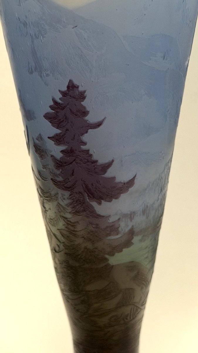  Wald: Lamp Base  Acid-etched Decor Featuring A Lake Landscape And Mountain Fir Trees-photo-5