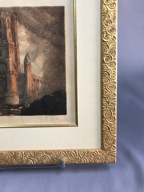 Jouve Paul (1878-1973) Lithograph Of The Cathedral Of Albi Signature In Red Pencil-photo-4