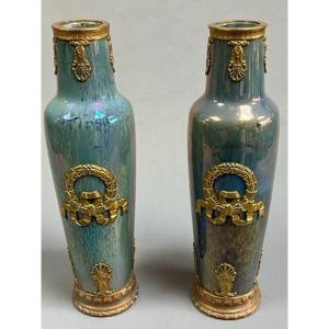 Rambervillers Pair Of Vases With Styletransition Mount