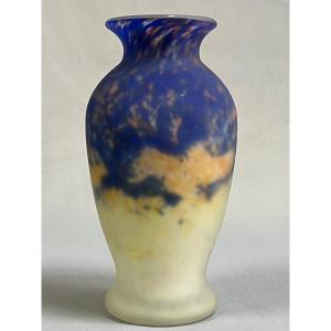 Muller Freres Luneville Glass Paste Vase Signed